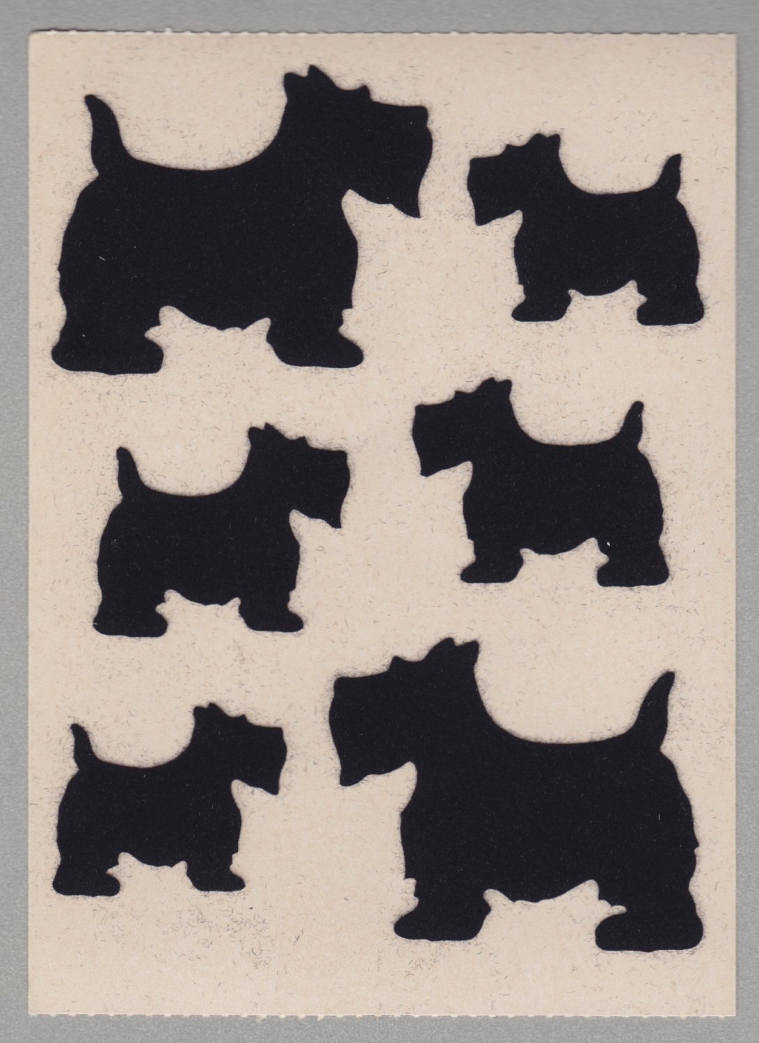 Sandylion vintage very rare 1986 fuzzy brown back black scotty dog stickers