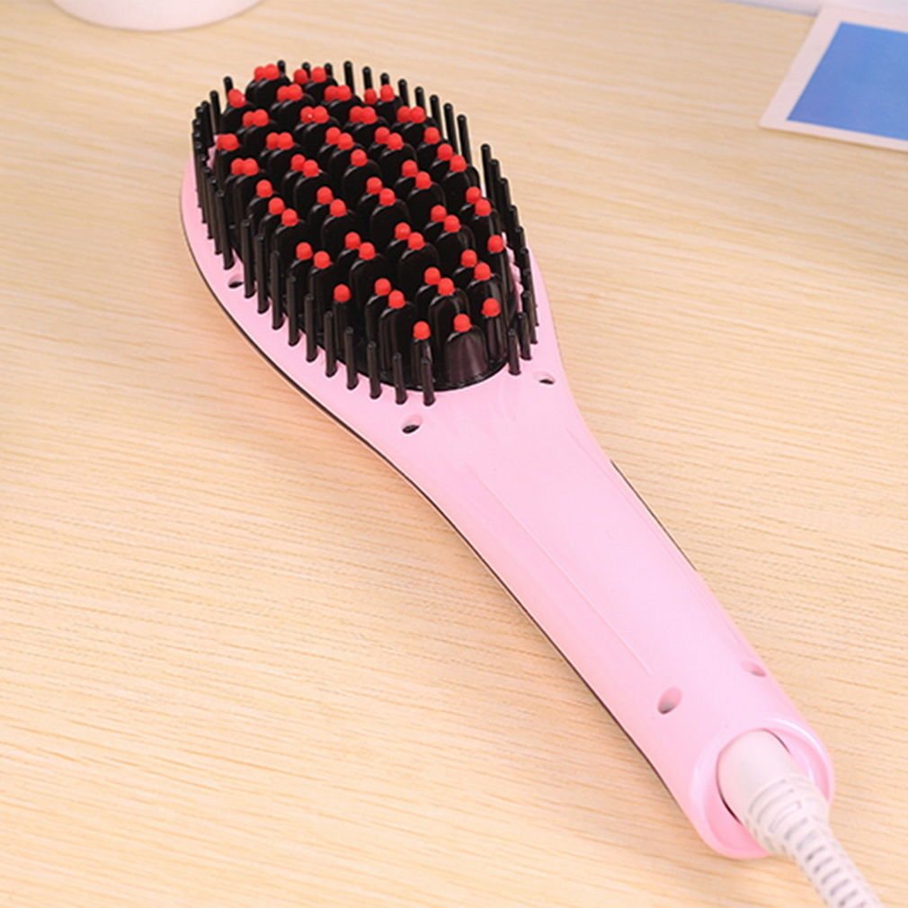 Lcd Auto Electric Brush Hair Straightener, Instant Straight Styling 