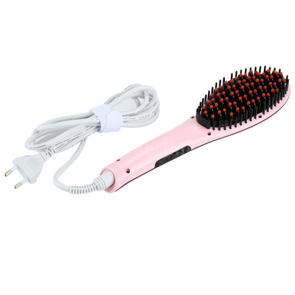 Lcd Auto Electric Brush Hair Straightener, Instant Straight Styling 