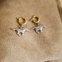 1960s 1" wide silver tone metal Mustang horse charm on soldered brass loop with clasp lot of 2