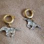 1960s 1" wide silver tone metal Mustang horse charm on soldered brass loop with clasp lot of 2