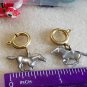 1960s 1" wide silver tone metal Mustang horse charm on soldered brass loop with clasp lot of 2