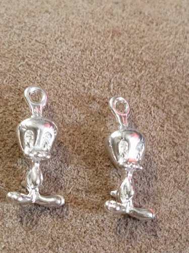 1960s 3/4" tall metal Tweety Bird Charms 1 pair