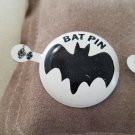 Vintage larger 1 1/2" diameter tin 1966 Batman Bat Signal pin White 1 PIN
