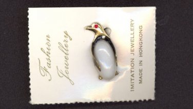 1960s Novelty Penguin Pin Hand painted on card