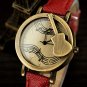 retro watch digital vintage watches for women Authentic leather belt watch violin design