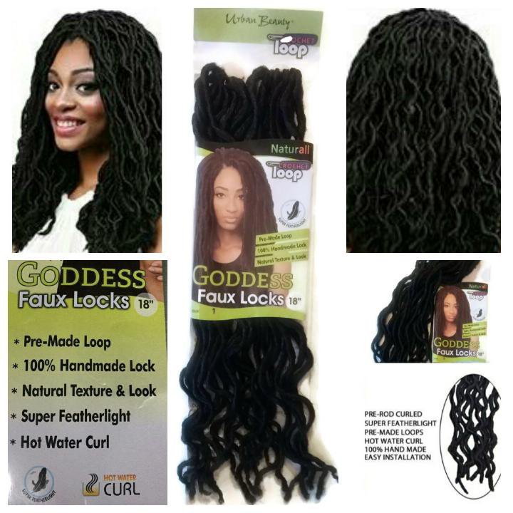 Faux Locs Urban Beauty Goddess Faux Locs Crochet Hair 18" 24 Strands #1 (Jet Black)