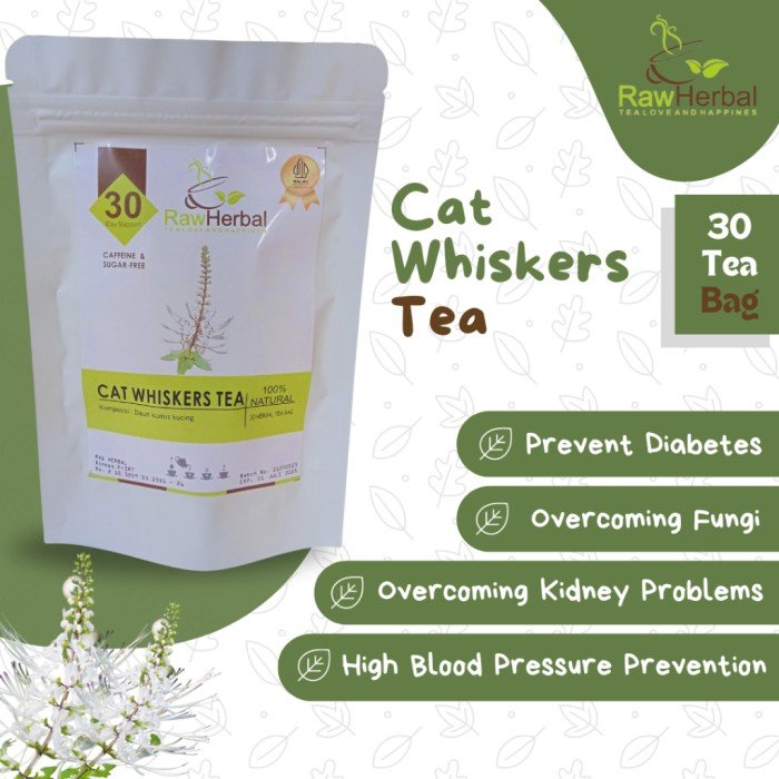 2 Packs CAT WHISKERS Java Kumis Kucing Tea - 60 Tea Bag