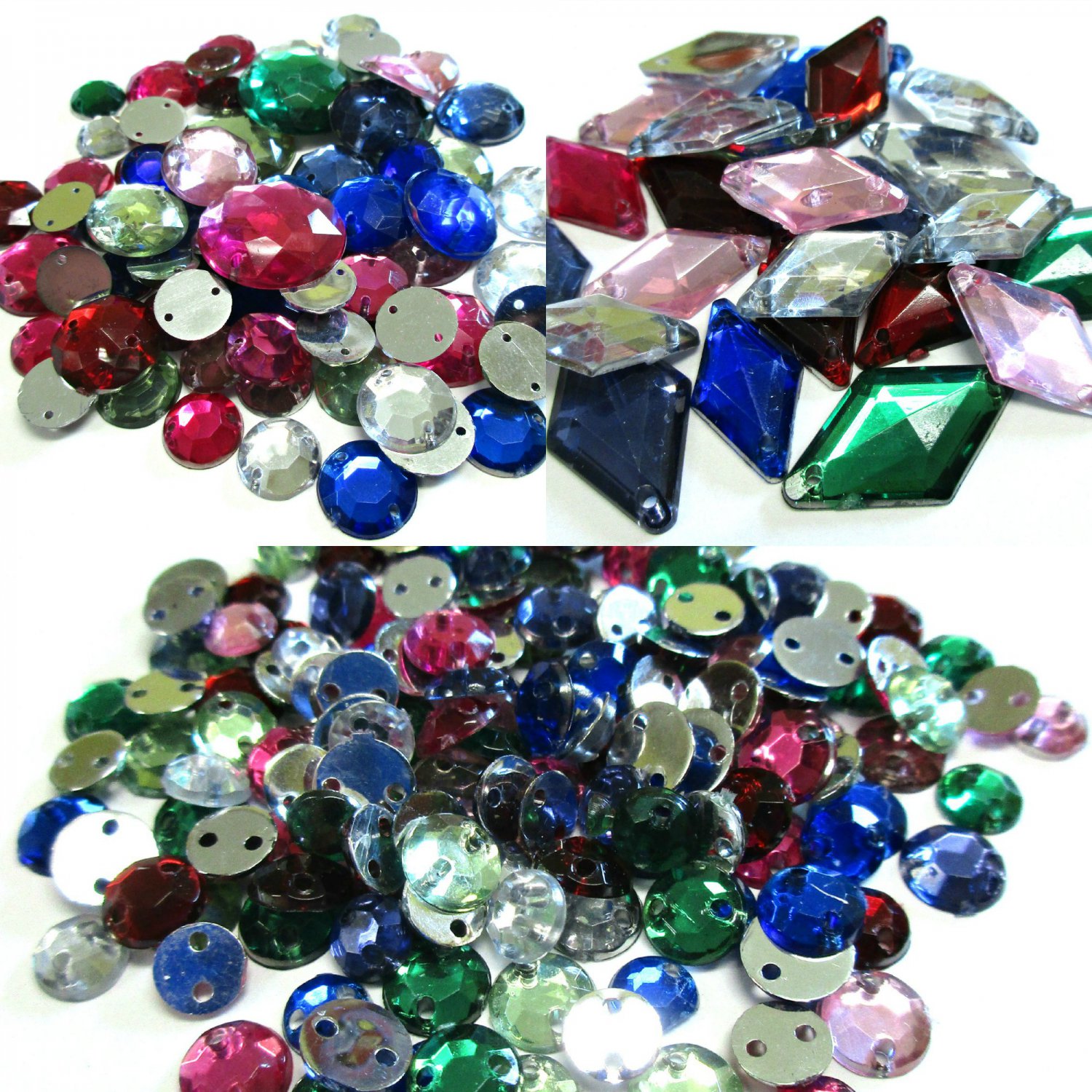 330 Pc. Jewels Acrylic Gems Plastic Clothing Fabric Sewon Glueon