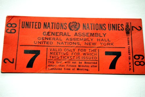 Ticket United Nations General Assembly 1968