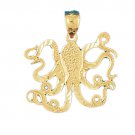 14K GOLD NAUTICAL CHARM - OCTOPUS #348