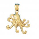 14K GOLD NAUTICAL CHARM - OCTOPUS #347