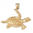 14K GOLD NAUTICAL CHARM - TURTLE #989