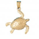 14K GOLD NAUTICAL CHARM - TURTLE #969