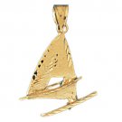 14K GOLD NAUTICAL CHARM - WIND SURFING #1355 14K GOLD NAUTICAL CHARM - WIND SURFING #1355