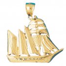14K GOLD NAUTICAL CHARM - SAILBOAT #1264