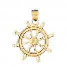 14K GOLD NAUTICAL CHARM - SHIP WHEEL #1202