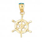 14K GOLD NAUTICAL CHARM - SHIP WHEEL #1200