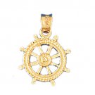 14K GOLD NAUTICAL CHARM - SHIP WHEEL #1196