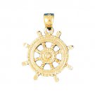 14K GOLD NAUTICAL CHARM - SHIP WHEEL #1195