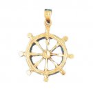 14K GOLD NAUTICAL CHARM - SHIP WHEEL #1194