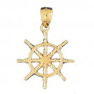 14K GOLD NAUTICAL CHARM - SHIP WHEEL #1192