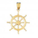 14K GOLD NAUTICAL CHARM - SHIP WHEEL #1191