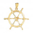 14K GOLD NAUTICAL CHARM - SHIP WHEEL #1190