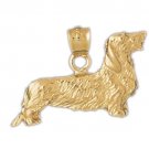 14K GOLD ANIMAL CHARM / PENDANT - WIRE HAIR DACHSHUND #2097