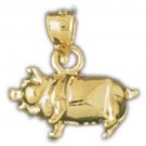 14K GOLD ANIMAL CHARM - FLYING PIG #2274
