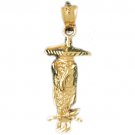 14K GOLD BIRD CHARM - OWL #3080