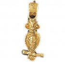 14K GOLD BIRD CHARM - OWL #3074