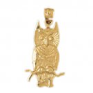 14K GOLD BIRD CHARM - OWL #3071