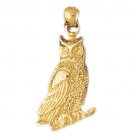 14K GOLD BIRD CHARM - OWL #3066