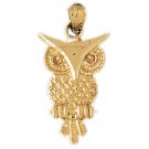14K GOLD BIRD CHARM - OWL #3065