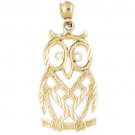 14K GOLD BIRD CHARM - OWL #3060