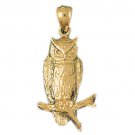 14K GOLD BIRD CHARM - OWL #3058