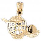 14K GOLD SPORT CHARM - ICE HOCKEY MASK, STICK #3586
