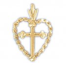 14K GOLD HEART CHARM - CROSS #8269