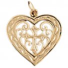 14K GOLD HEART CHARM - CROSS #6999