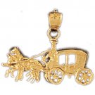 14K GOLD HORSE CHARM - COACH WAGON #1852