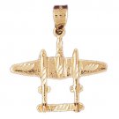 14K GOLD CHARM - MILITARY PLANE #4484
