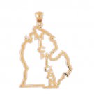 14K GOLD TRAVEL MAP CHARM - MICHIGAN #5046