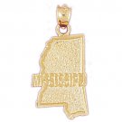 14K GOLD STATE MAP CHARM - MISSISSIPPI #5096