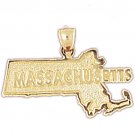 14K GOLD STATE MAP CHARM - MASSACHUSETTS #5093