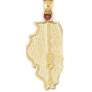 14K GOLD STATE MAP CHARM - ILLINOIS #5085