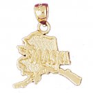 14K GOLD STATE MAP CHARM - ALASKA #5074 14K GOLD STATE MAP CHARM - ALASKA #5074