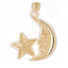 14K GOLD CHARM - MOON AND STAR #5628 14K GOLD CHARM - MOON AND STAR #5628