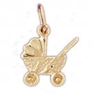 14K GOLD BABY CHARM - PERAMBULATOR #5930