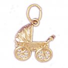 14K GOLD BABY CHARM - PERAMBULATOR #5928